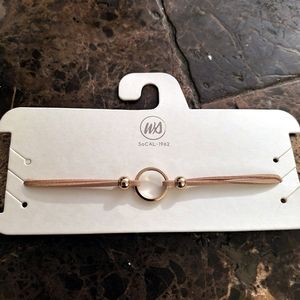 5/25 SoCal Tan leather choker necklace with gold circle NWT